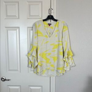 Vince Camuto Yellow Abstract Blouse